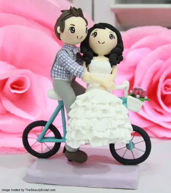 Bicycle Bride and Groom Couple Cake Topper