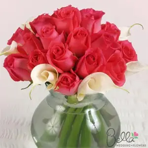 Callas Pink Roses Bridesmaid Bouquets Centerpieces