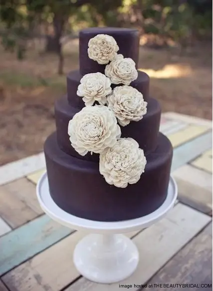 Dark Brown Balsa Wood Flower Cake