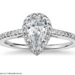 Elegant Blue Nile Pear Shaped Halo Diamond Engagement Ring