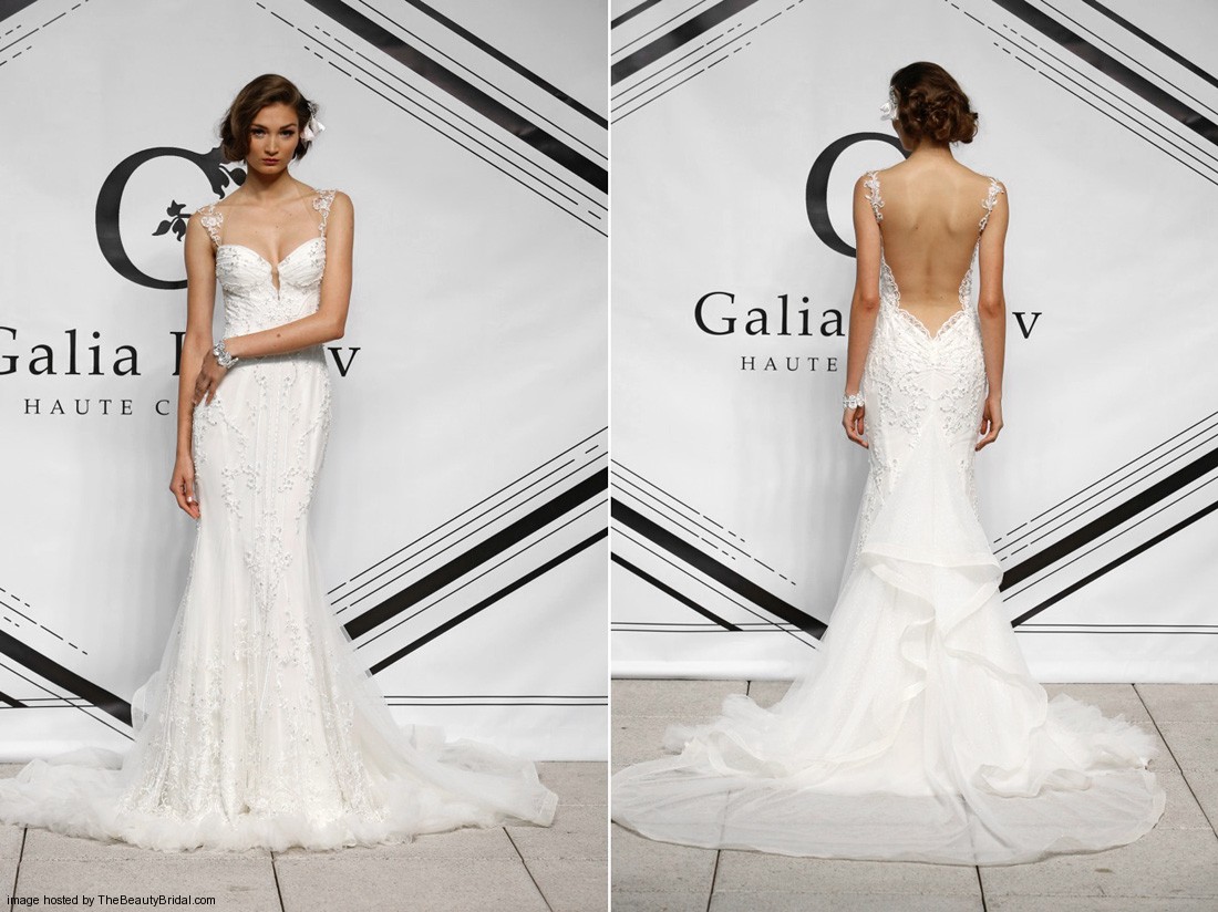 Galia Lahav Haute Couture Fall 2015 lace mermaid bridal dress with a sweetheart neckline lace straps and sexy backless