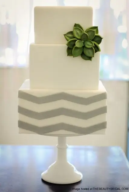 Grey Chevron Pattern Cake Sugar Succulent