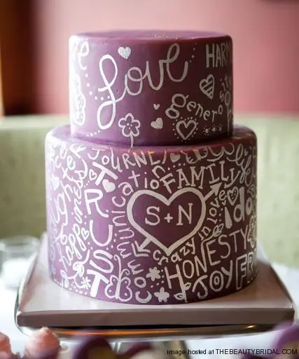 Hand painted Word Purple Silver Cake