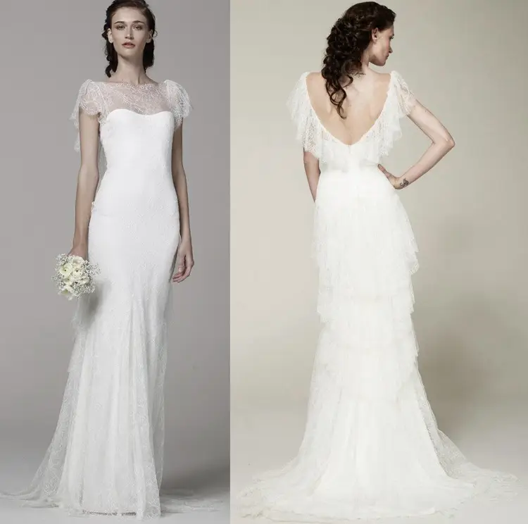 Marchesa 2013 Lace Illusion Neckline Bridal Dress1