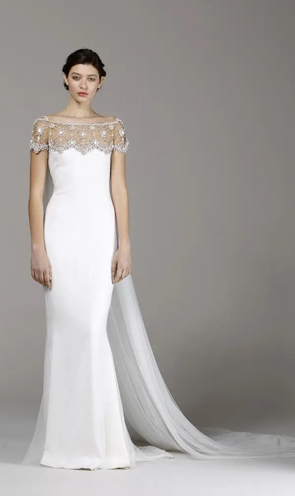 Marchesa 2013 Lace Neckline Dress