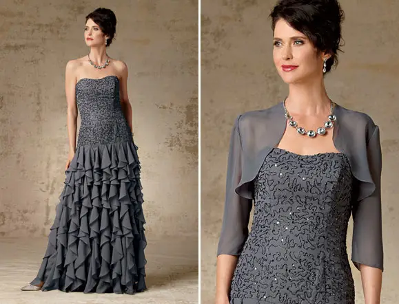 Mother of the Bride Beaded Strapless Gown