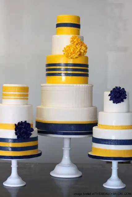 Navy Yellow Trio of Cakes