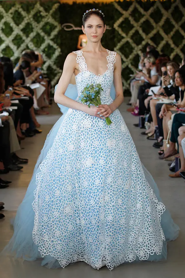 Oscar de la Renta Spring 2013 Blue tulle sweetheart bridal gown