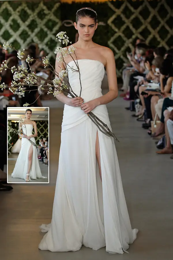 Oscar de la Renta Spring 2013 ivory silk chiffon wedding gown