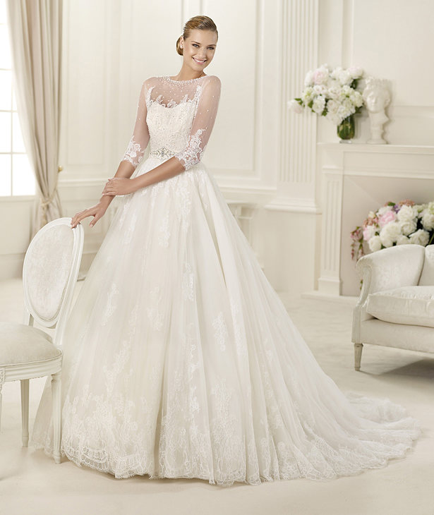 Pronovias 2013 Illusion Neckline Wedding Gown DAUCO