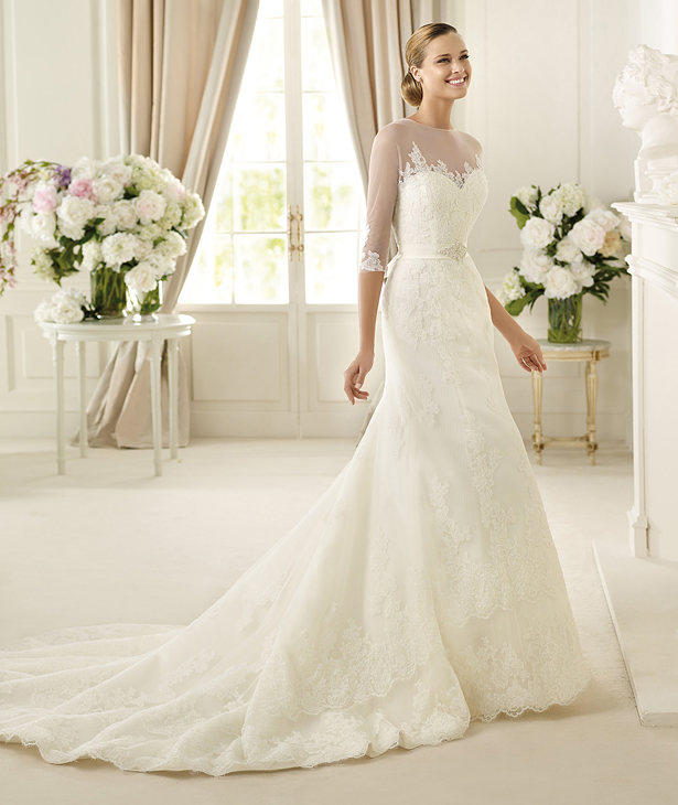 Pronovias 2013 Illusion Seetheart Neck Bridal Dress DANKER