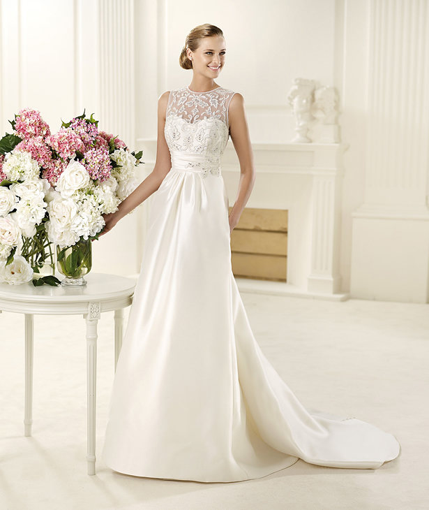 Pronovias 2013 Lace Illusion Neckline Bridal Dress DANCE