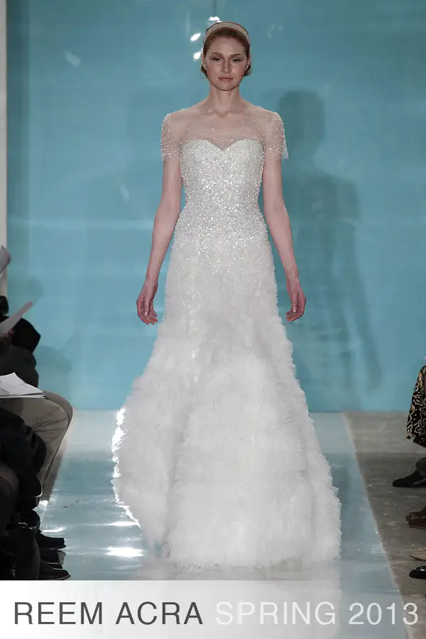 Reem Acra 2013 Illusion Neckline Bridal Dress