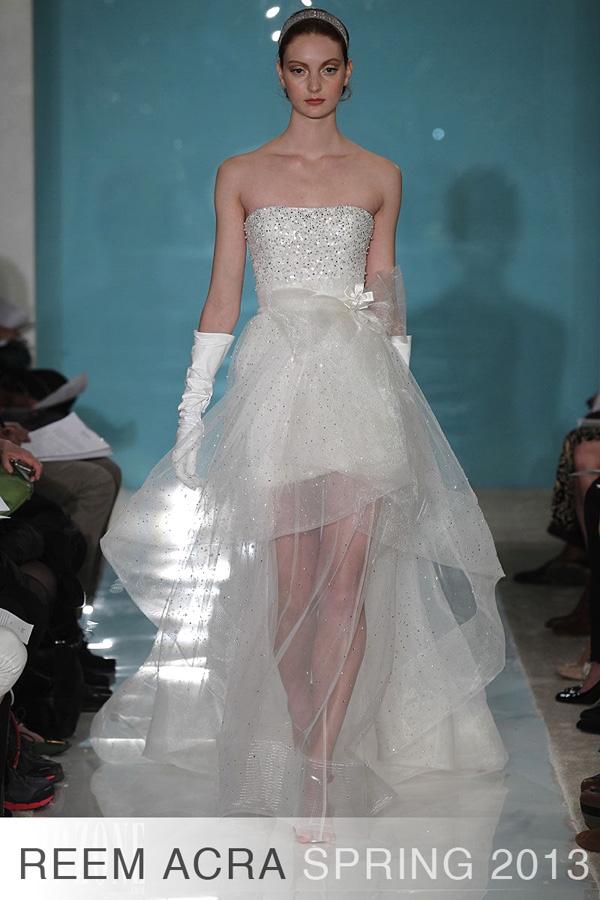 Reem Acra Short Drizzle Overlay Bridal Gown