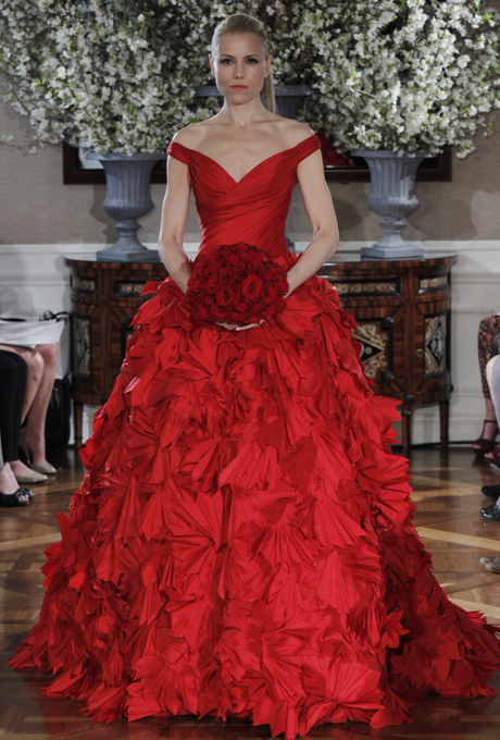 Romona Keveza Spring 2013 Red Ballgown