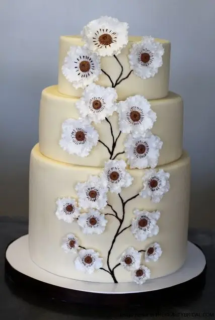 Rustic Ranunculus Wedding Cake