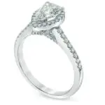 Side View Zales Classic Pear Shaped Diamond Halo Engagement Ring