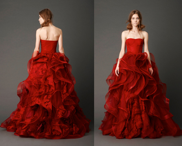 Vera Wang 2013 Strapless Ballgown with Tulle Panel