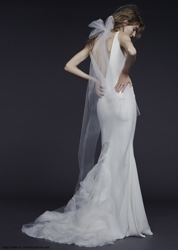 Vera Wang Fall 2015 V neckline silk bridal gown