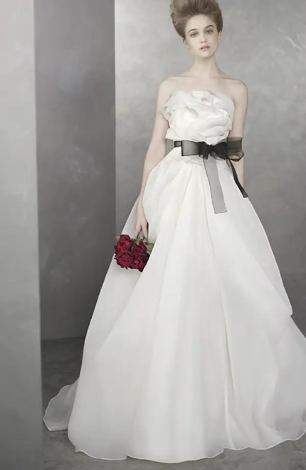 Vera Wang Satin Faced A Line Gown