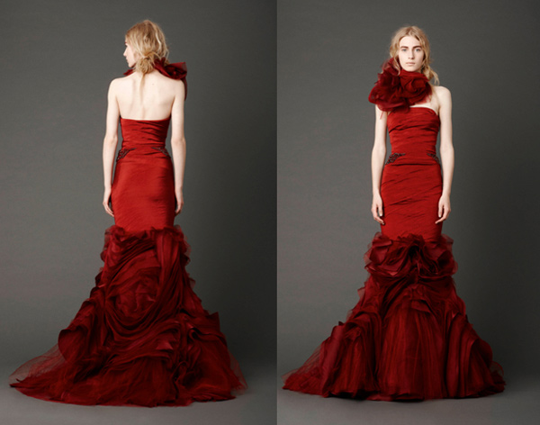 Vera Wang Spring 2013 Crimson Strapless Mermaid Gown