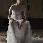 Vera Wang Spring 2016 3D floral wedding dress with short sleeves and a bow belt