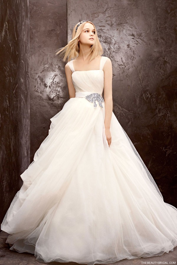 White by Vera Wang Fall 2012 Ball gown with gathered tulle skirt