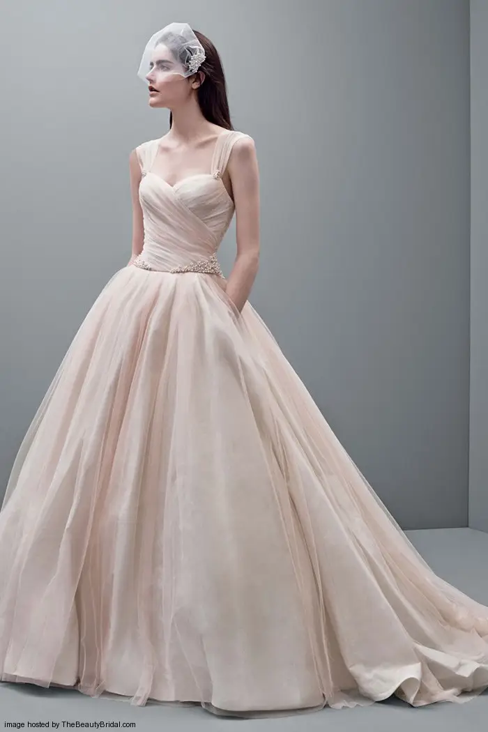 White by Vera Wang taffeta ballgown with draped tulle detail Style VW351233