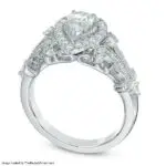 side view Pear Shaped Halo Diamond Engagement Ring 14k white gold