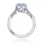 side view pear shaped pave set diamond engagement ring